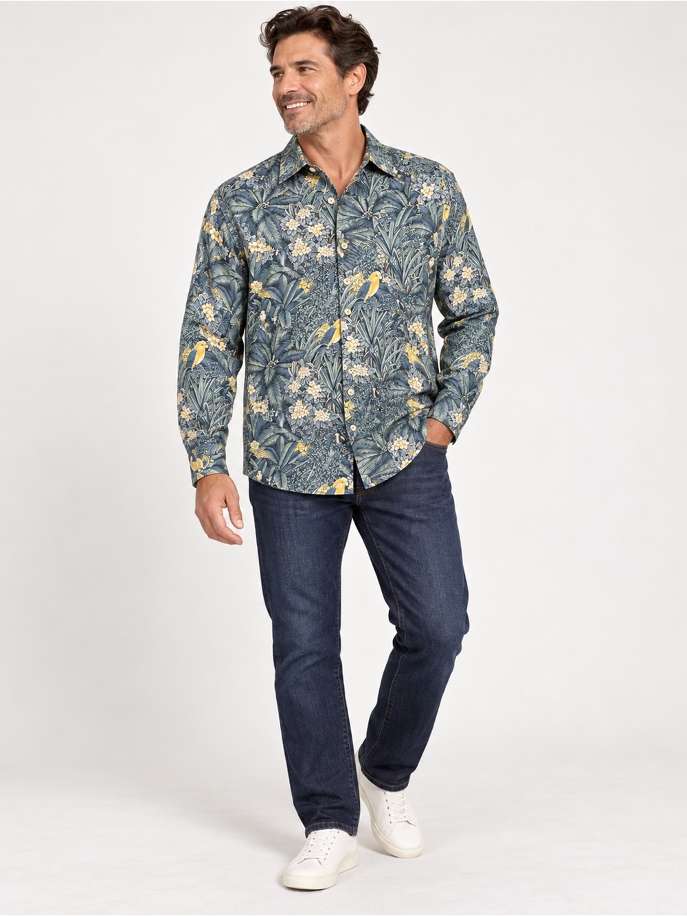 Tommy Bahama Flora LS Cotton Silk Tropical Bird Button-Up XL